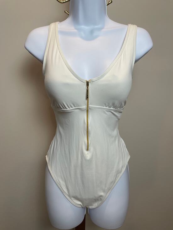 Lauren Ralph Lauren Other - Ralph Lauren Cream One‑Piece Swimsuit Gold Zipper Detail Size 10